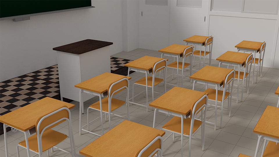 3DCGの例:学校の教室