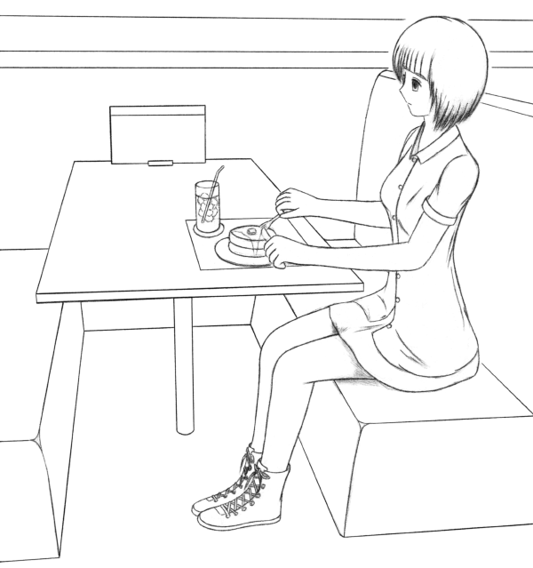 作例:俯瞰三点透視、委員長、ファミレス